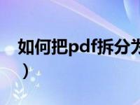 如何把pdf拆分为多个文件（如何把pdf拆分）