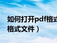 如何打开pdf格式的文档菜单（如何打开pdf格式文件）