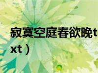 寂寞空庭春欲晚txt百度云（寂寞空庭春欲晚txt）