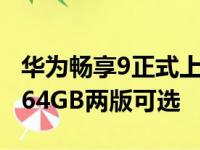 华为畅享9正式上市拥有3GB+32GB和4GB+64GB两版可选