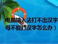 电脑输入法打不出汉字只能打字母（电脑输入法只能打出字母不能打汉字怎么办）