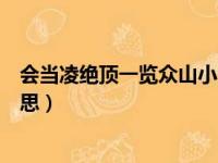 会当凌绝顶一览众山小的意思（欲穷千里目更上一层楼的意思）