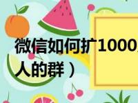 微信如何扩1000人的群聊（微信如何扩1000人的群）