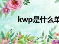 kwp是什么单位（kw是什么单位）