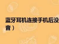 蓝牙耳机连接手机后没声音苹果（蓝牙耳机连接手机后没声音）