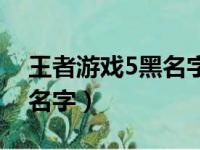 王者游戏5黑名字大全（王者荣耀5黑优雅雅名字）