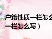 户籍性质一栏怎么写户籍人口省外（户籍性质一栏怎么写）