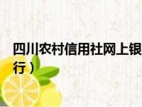 四川农村信用社网上银行官网登陆（四川农村信用社网上银行）