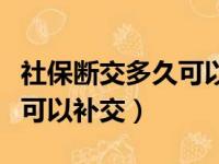 社保断交多久可以补交不影响（社保断交多久可以补交）