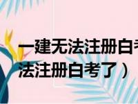 一建无法注册白考了2019挂靠终结（一建无法注册白考了）