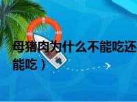 母猪肉为什么不能吃还要出来卖呀烦死了（为什么母猪肉不能吃）