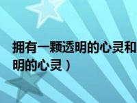 拥有一颗透明的心灵和会流泪的眼睛什么意思（拥有一颗透明的心灵）