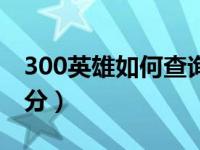 300英雄如何查询团分（300英雄战绩查询团分）