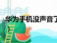 华为手机没声音了如何恢复（华为手机没声音）