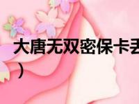 大唐无双密保卡丢了怎么办（大唐无双密保卡）