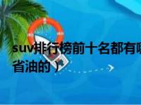 suv排行榜前十名都有哪些省油suv排行（suv销量排行榜最省油的）