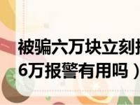 被骗六万块立刻报警能追的回来吗?（被骗了6万报警有用吗）