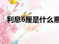 利息6厘是什么意思（利息厘是什么意思）