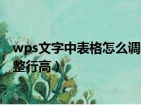 wps文字中表格怎么调整行高和列宽（wps文字表格怎么调整行高）