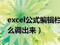 excel公式编辑栏怎么调出来（公式编辑器怎么调出来）