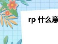 rp 什么意思（rp是啥意思）