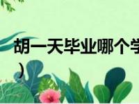 胡一天毕业哪个学校（胡一天什么学校毕业的）