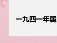 一九四一年属蛇什么命（一九四一）