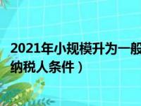 2021年小规模升为一般纳税人需要什么条件（小规模升一般纳税人条件）