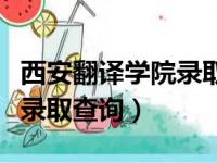 西安翻译学院录取查询招生网（西安翻译学院录取查询）