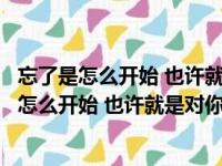 忘了是怎么开始 也许就是对你有一种感觉是什么歌（忘了是怎么开始 也许就是对你）