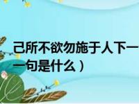 己所不欲勿施于人下一句是什么成语（己所不欲勿施于人下一句是什么）