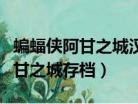 蝙蝠侠阿甘之城汉化补丁安装目录（蝙蝠侠阿甘之城存档）