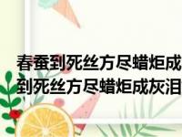 春蚕到死丝方尽蜡炬成灰泪始干这首诗的名字是什么（春蚕到死丝方尽蜡炬成灰泪始干赏析）