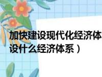 加快建设现代化经济体系加快构建什么新发展格局（加快建设什么经济体系）