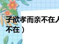 子欲孝而亲不在人欲惜而爱无存（子欲孝而亲不在）