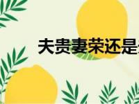 夫贵妻荣还是夫荣妻贵（夫贵妻荣）