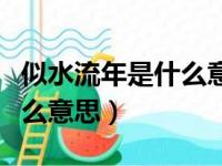 似水流年是什么意思比喻什么（似水流年是什么意思）