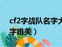 cf2字战队名字大全要霸气（cf战队名字2个字唯美）