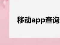 移动app查询通话详单（移动app）